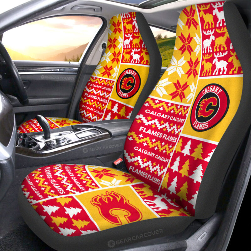 Calgary Flames Car Seat Covers Custom Ugly Style Car Accessories