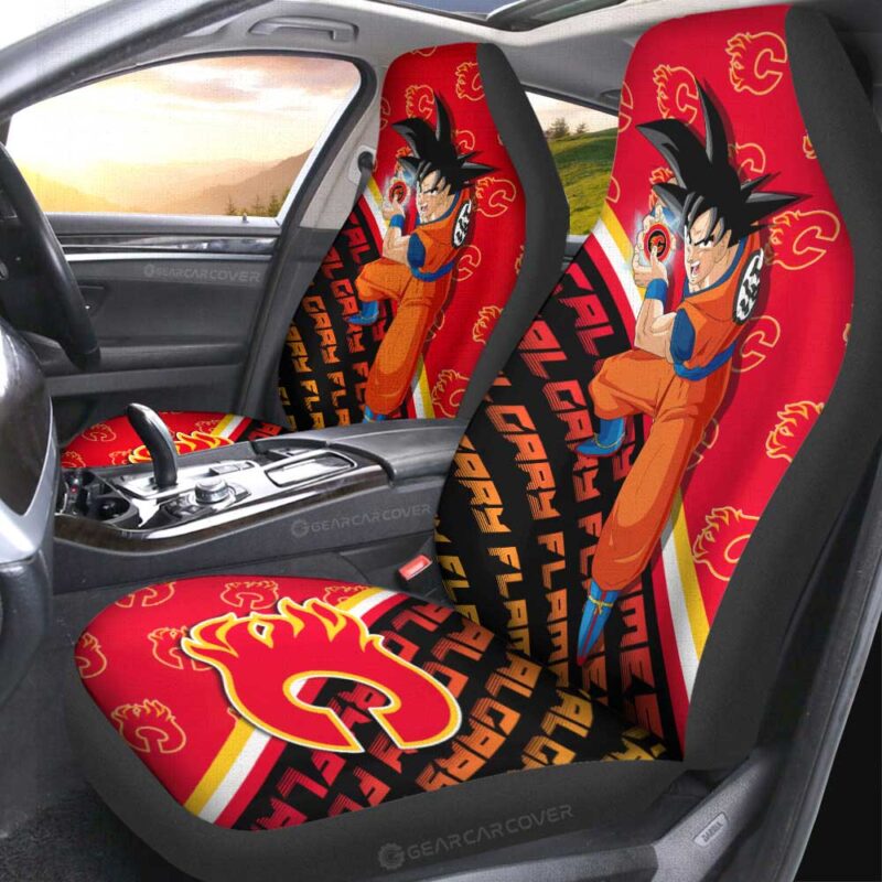 Calgary Flames Car Seat Covers Goku Car Decorations For Fans