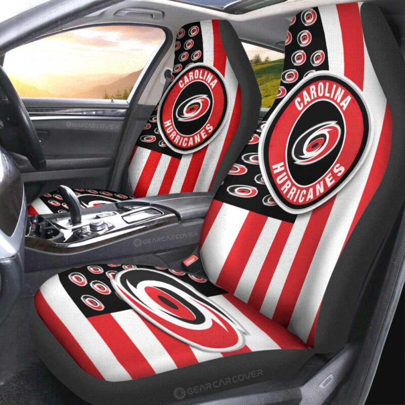 Carolina Hurricanes Car Seat Covers Custom US Flag Style
