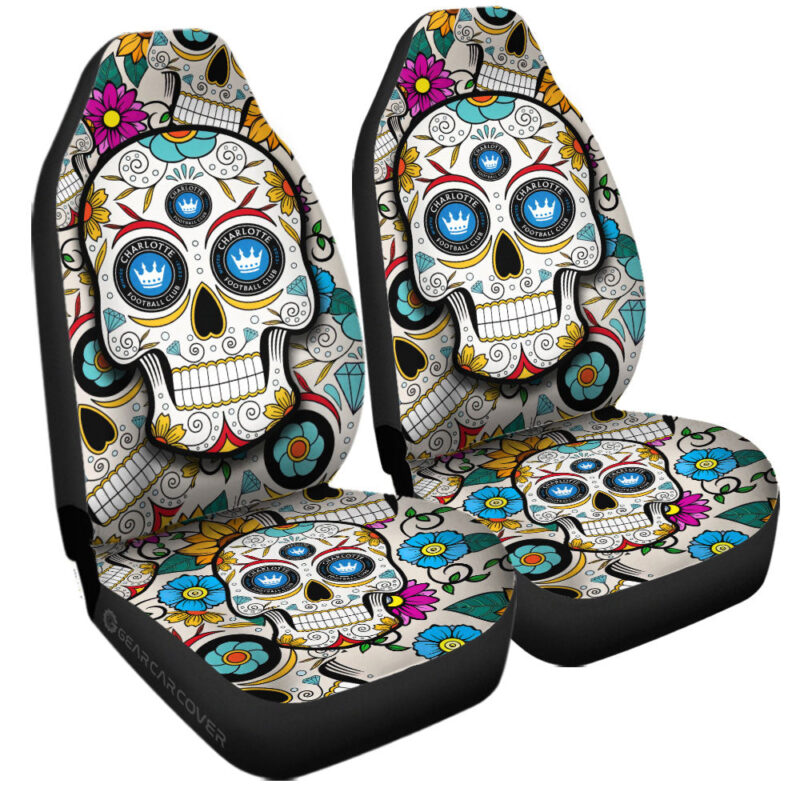 Charlotte FC Car Seat Covers Custom Sugar Skull Car Accessories