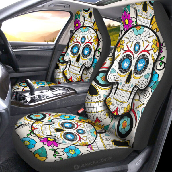 Charlotte FC Car Seat Covers Custom Sugar Skull Car Accessories
