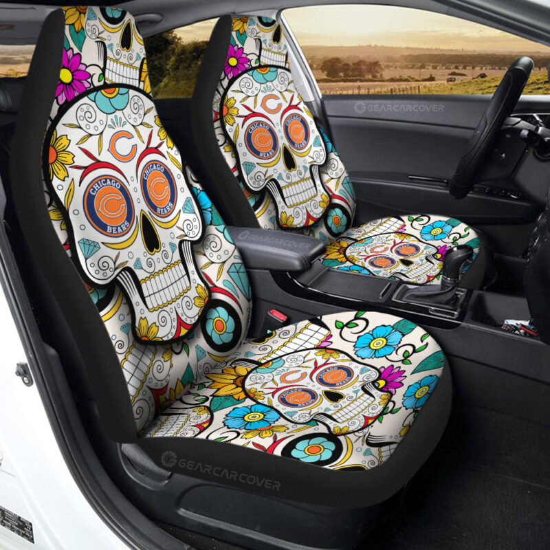 Chicago Bears Car Seat Covers Custom Sugar Skull Car Accessories