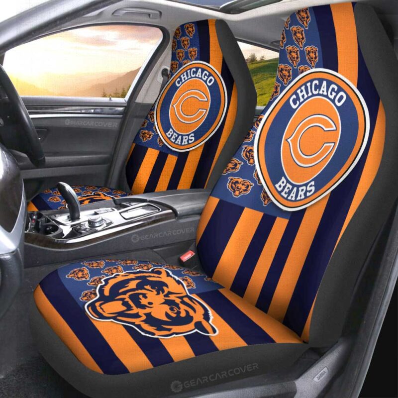 Chicago Bears Car Seat Covers Custom US Flag Style