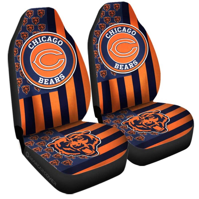 Chicago Bears Car Seat Covers Custom US Flag Style