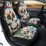 Chicago Blackhawks Car Seat Covers Custom Sugar Skull Car Accessories