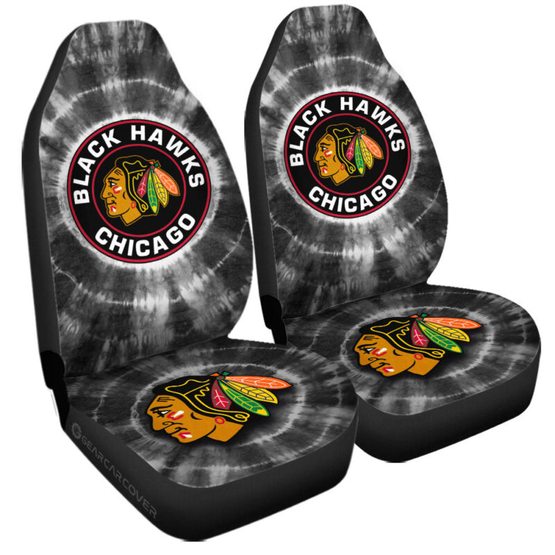 Chicago Blackhawks Car Seat Covers Custom Tie Dye Car Accessories