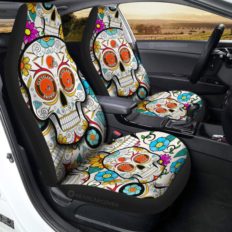 Cleveland Browns Car Seat Covers Custom Sugar Skull Car Accessories