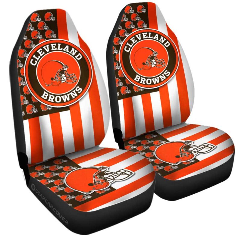 Cleveland Browns Car Seat Covers Custom US Flag Style