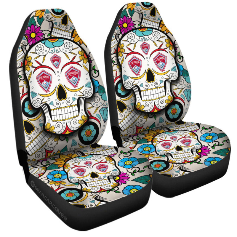 Colorado Rapids Car Seat Covers Custom Sugar Skull Car Accessories