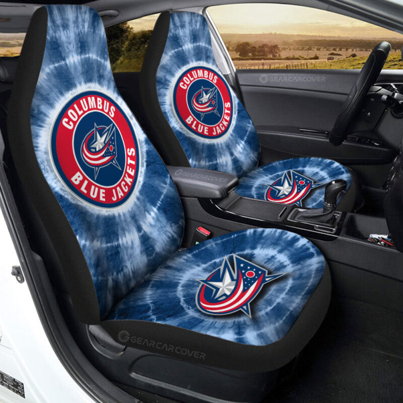 Columbus Blue Jackets Car Seat Covers Custom Tie Dye Car Accessories