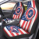 Columbus Blue Jackets Car Seat Covers Custom US Flag Style