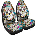 D C United Car Seat Covers Custom Sugar Skull Car Accessories