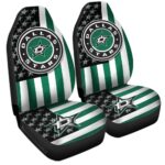 Dallas Stars Car Seat Covers Custom US Flag Style
