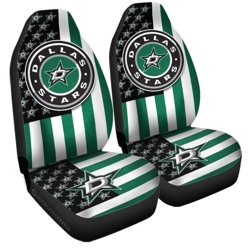 Dallas Stars Car Seat Covers Custom US Flag Style