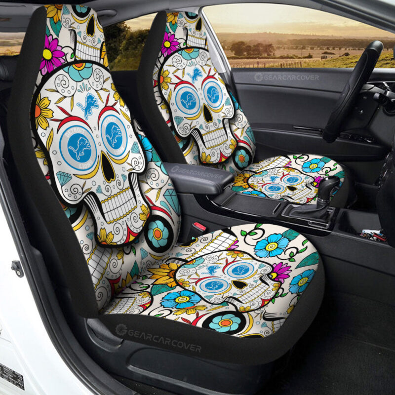 Detroit Lions Car Seat Covers Custom Sugar Skull Car Accessories