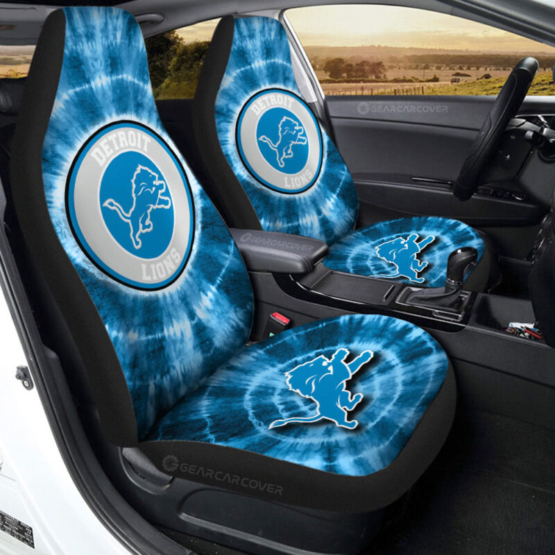 Detroit Lions Car Seat Covers Custom Tie Dye Car Accessories