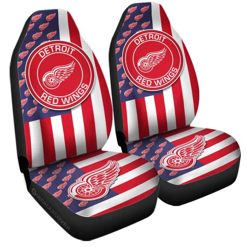 Detroit Red Wings Car Seat Covers Custom US Flag Style