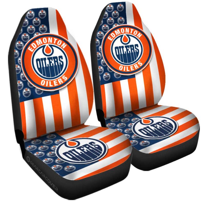 Edmonton Oilers Car Seat Covers Custom US Flag Style