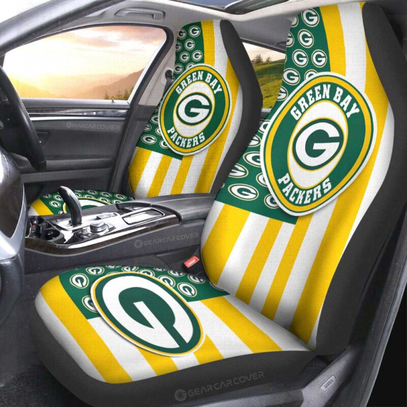 Green Bay Packers Car Seat Covers Custom US Flag Style