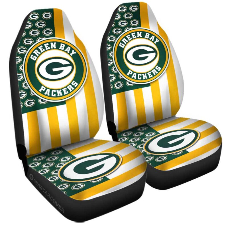 Green Bay Packers Car Seat Covers Custom US Flag Style