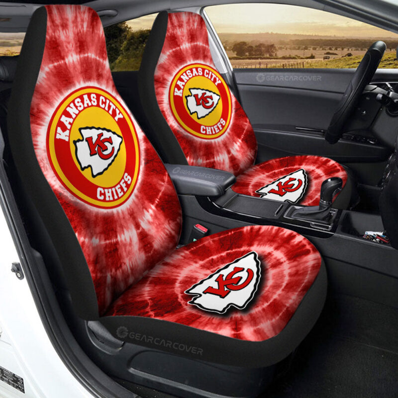 Kansas City Chiefs Car Seat Covers Custom Tie Dye Car Accessories