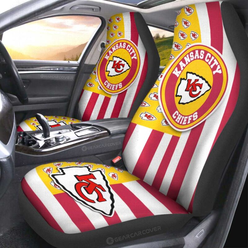 Kansas City Chiefs Car Seat Covers Custom US Flag Style