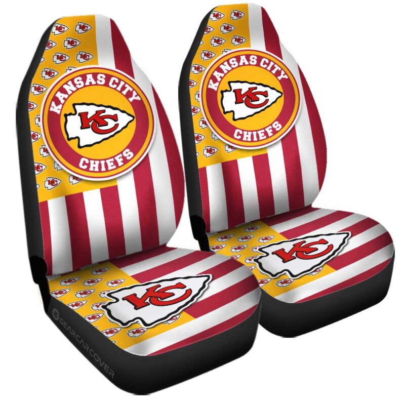 Kansas City Chiefs Car Seat Covers Custom US Flag Style