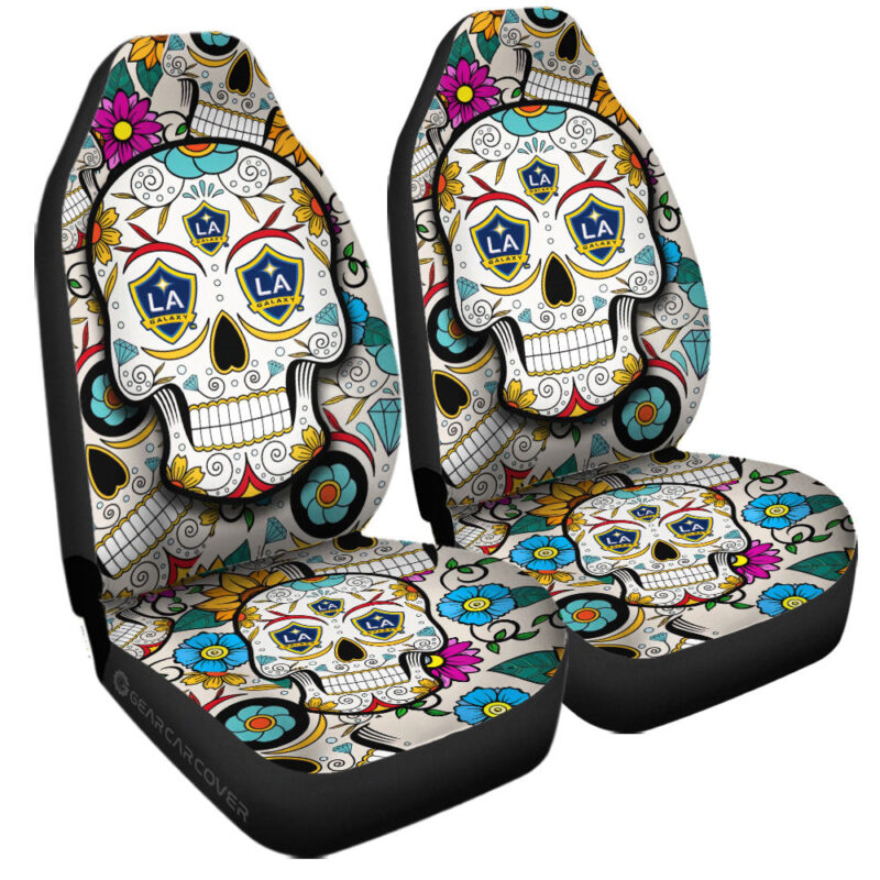 LA Galaxy Car Seat Covers Custom Sugar Skull Car Accessories