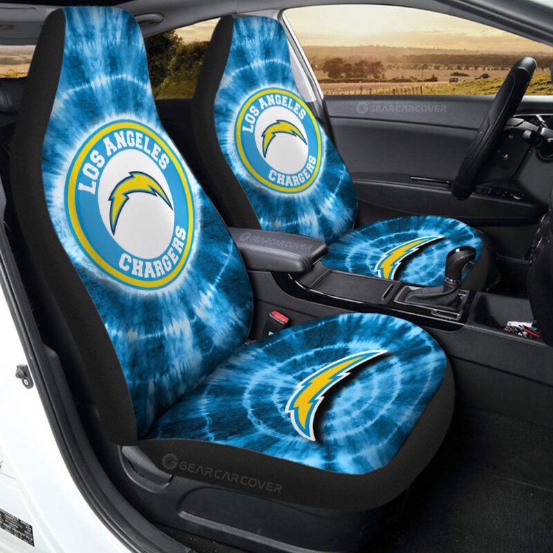 Los Angeles Chargers Car Seat Covers Custom Tie Dye Car Accessories
