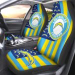 Los Angeles Chargers Car Seat Covers Custom US Flag Style