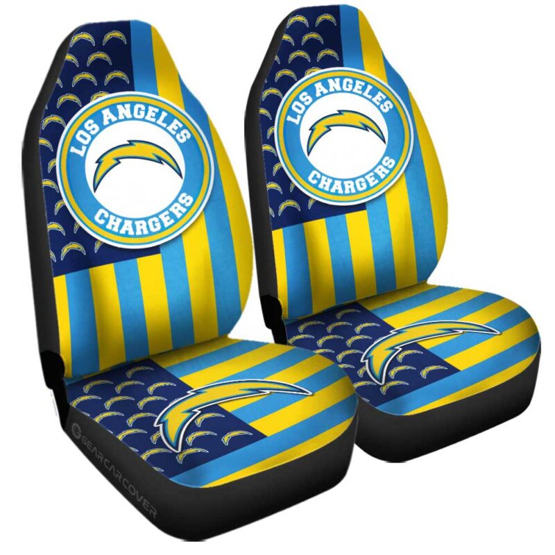 Los Angeles Chargers Car Seat Covers Custom US Flag Style