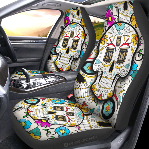 Los Angeles FC Car Seat Covers Custom Sugar Skull Car Accessories