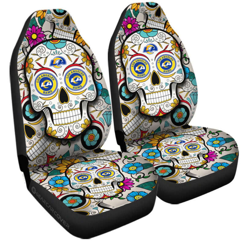 Los Angeles Rams Car Seat Covers Custom Sugar Skull Car Accessories