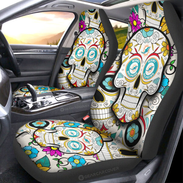 Miami Dolphins Car Seat Covers Custom Sugar Skull Car Accessories