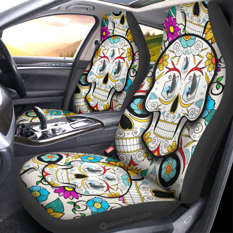 Minnesota United FC Car Seat Covers Custom Sugar Skull Car Accessories
