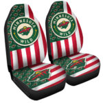 Minnesota Wild Car Seat Covers Custom US Flag Style
