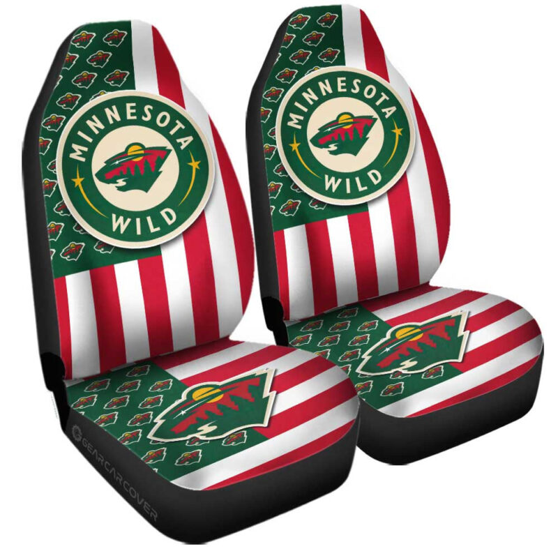Minnesota Wild Car Seat Covers Custom US Flag Style