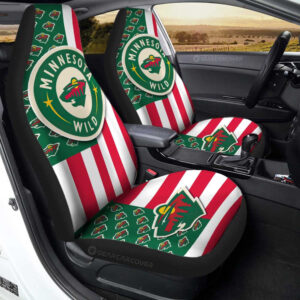 Minnesota Wild Car Seat Covers Custom US Flag Style
