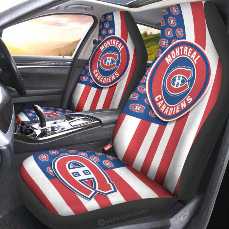 Montreal Canadiens Car Seat Covers Custom US Flag Style