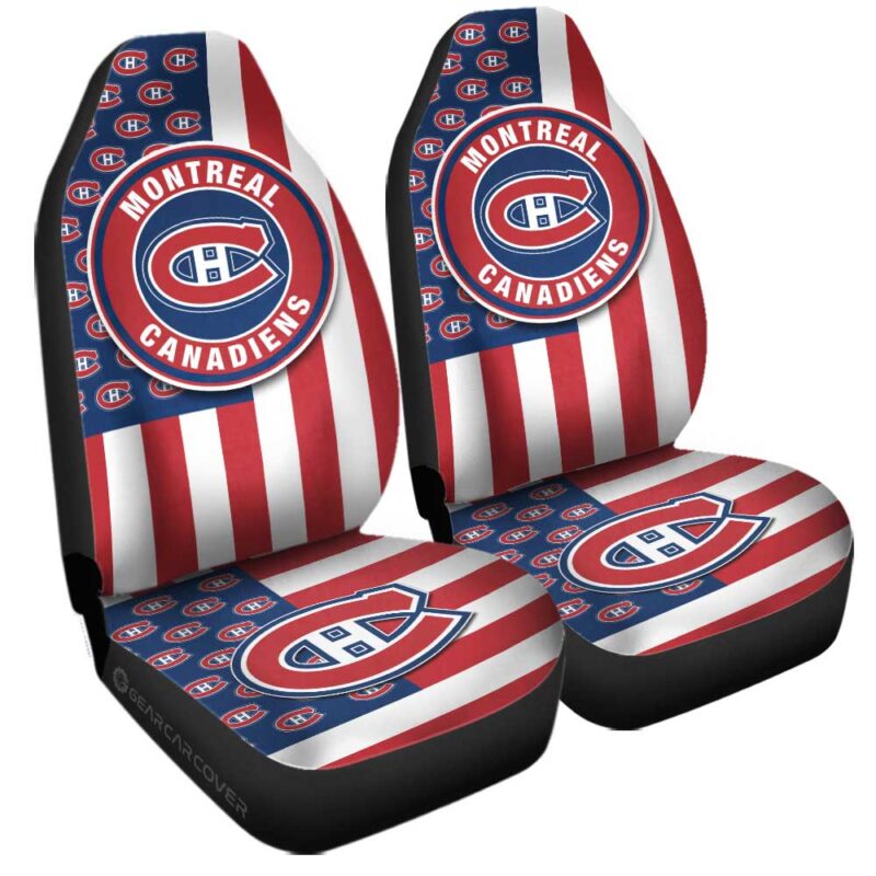 Montreal Canadiens Car Seat Covers Custom US Flag Style