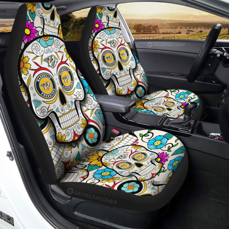 Nashville Predators Car Seat Covers Custom Sugar Skull Car Accessories