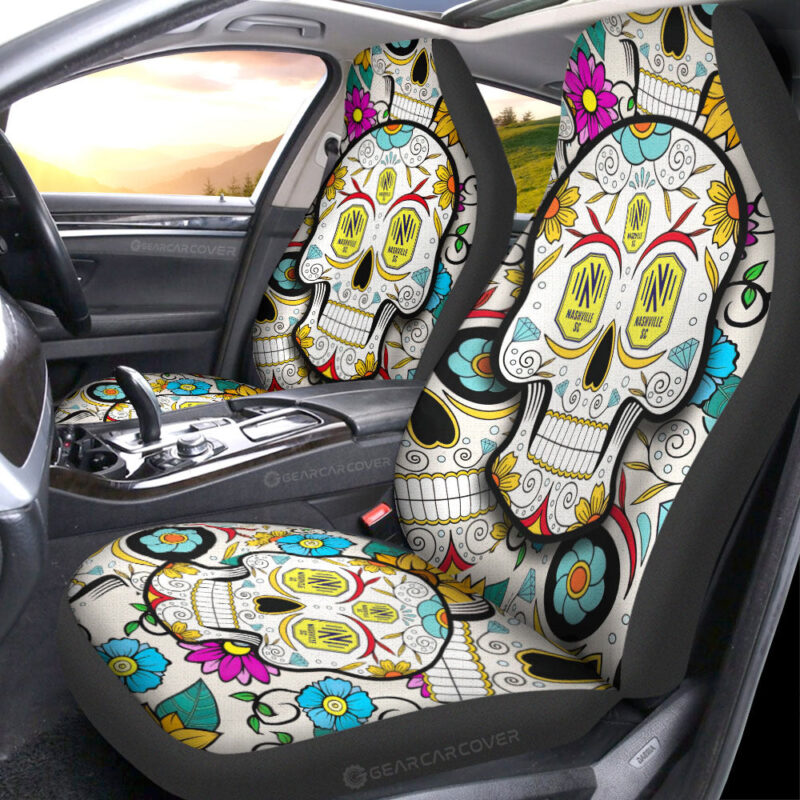 Nashville SC Car Seat Covers Custom Sugar Skull Car Accessories