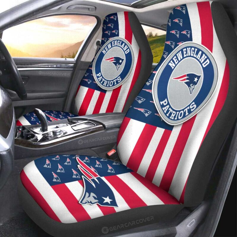 New England Patriots Car Seat Covers Custom US Flag Style