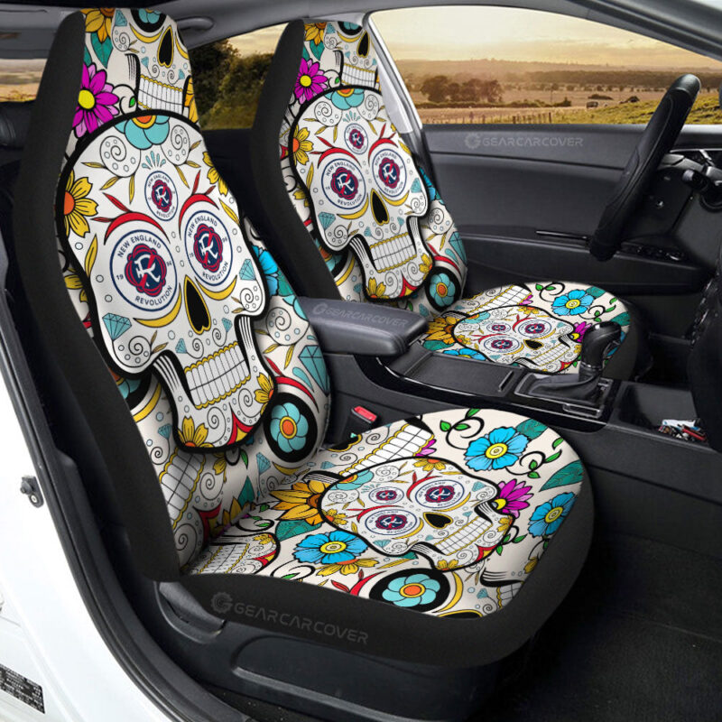 New England Revolution Car Seat Covers Custom Sugar Skull Car Accessories