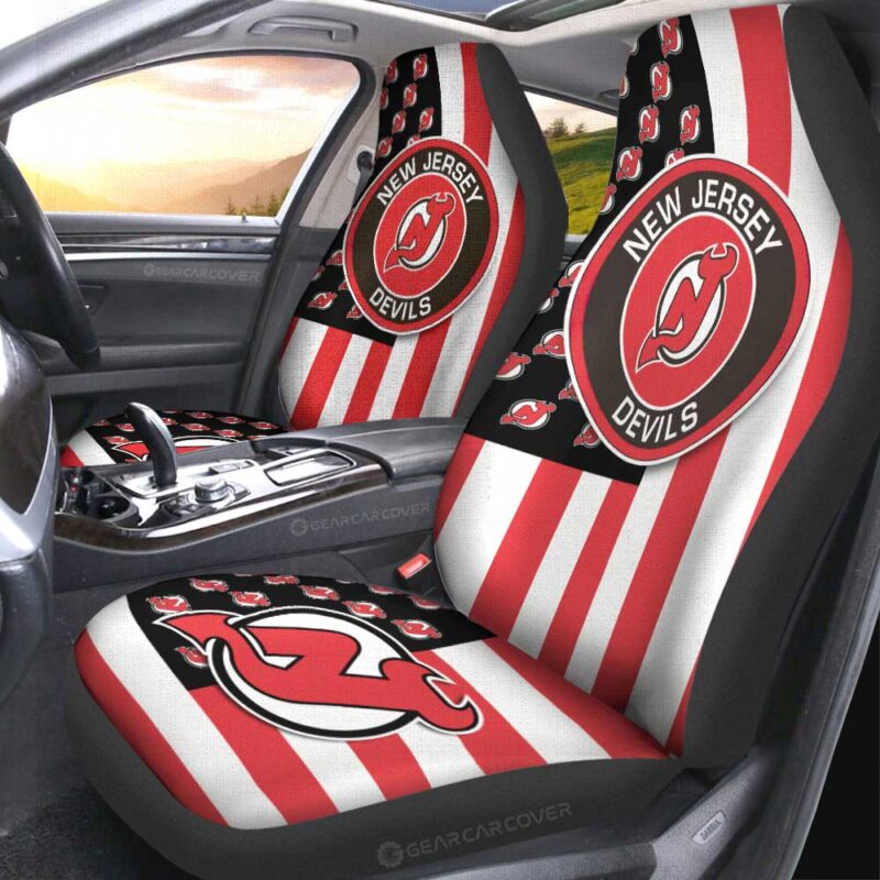 New Jersey Devils Car Seat Covers Custom US Flag Style