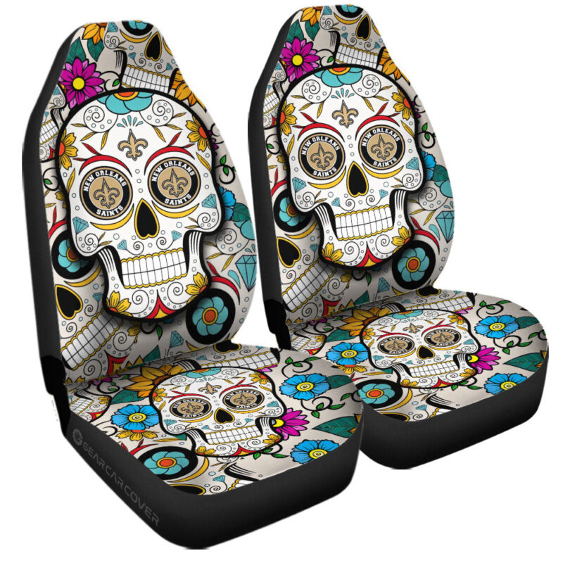 New Orleans Saints Car Seat Covers Custom Sugar Skull Car Accessories