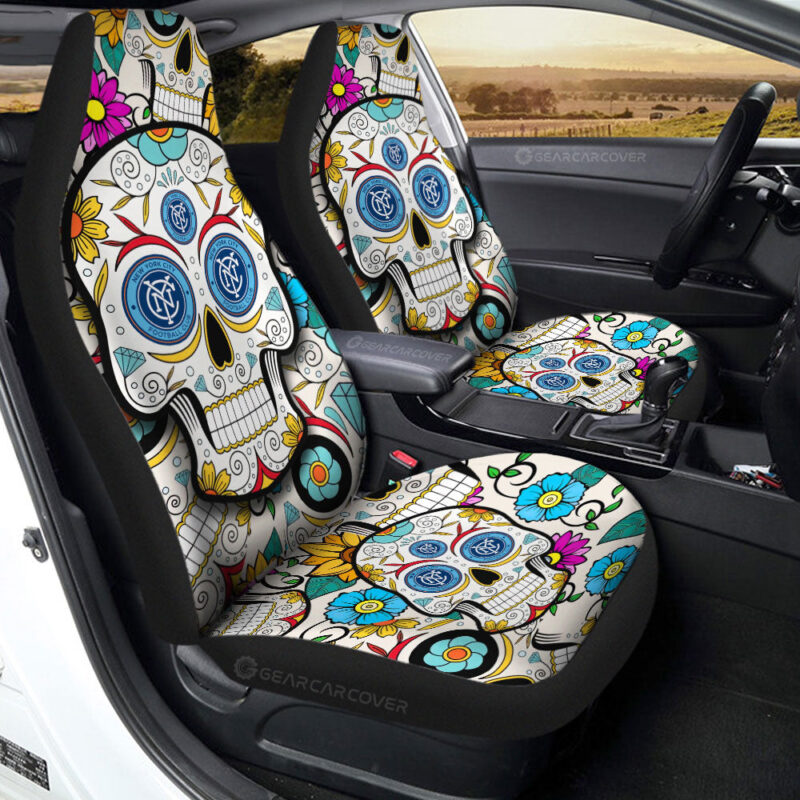 New York City FC Car Seat Covers Custom Sugar Skull Car Accessories
