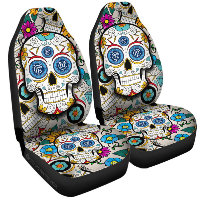 New York City FC Car Seat Covers Custom Sugar Skull Car Accessories