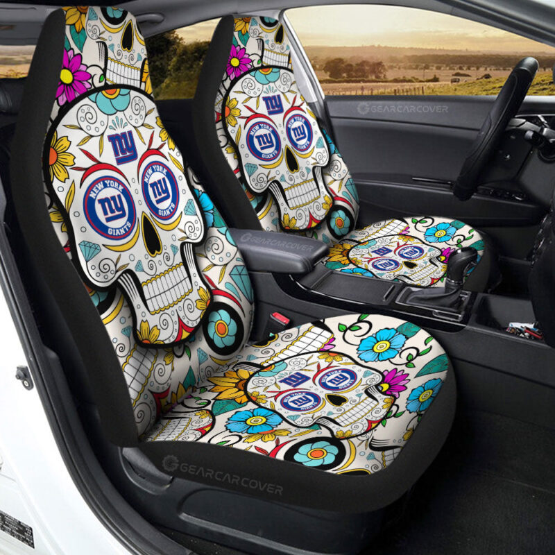 New York Giants Car Seat Covers Custom Sugar Skull Car Accessories