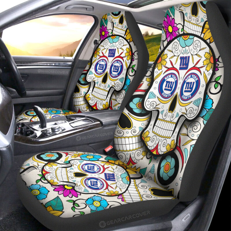 New York Giants Car Seat Covers Custom Sugar Skull Car Accessories